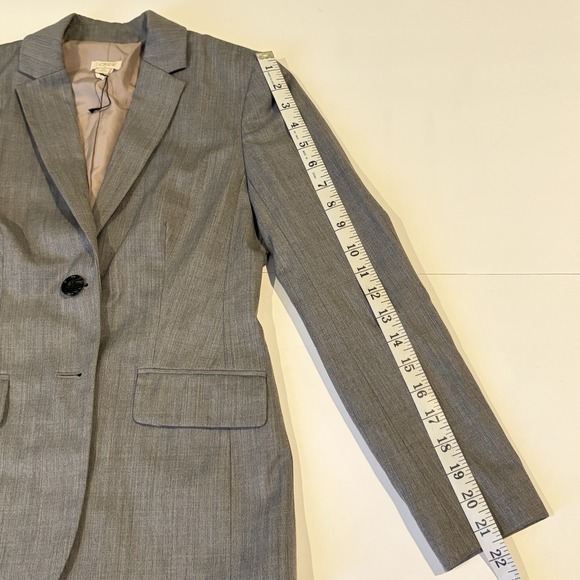 J Crew Wool Blend Blazer Jacket Petite 00P Gray Classic Career Academia Capsule - Picture 14 of 14